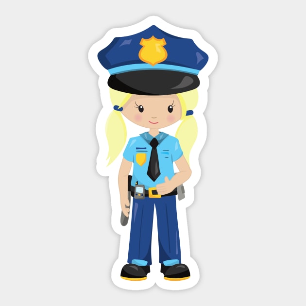 Police Girl, Police Officer, Cop, Blonde Hair Sticker by Jelena Dunčević